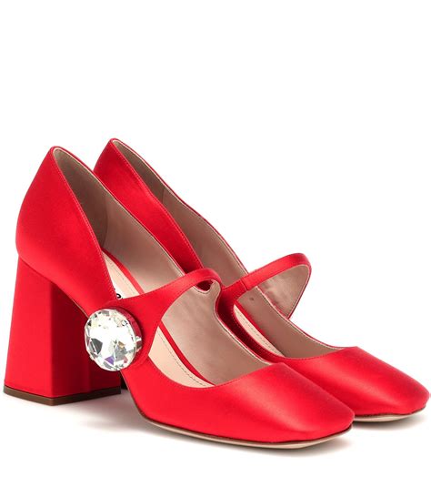 miu miu red satin pumps|miu mi u shoes.